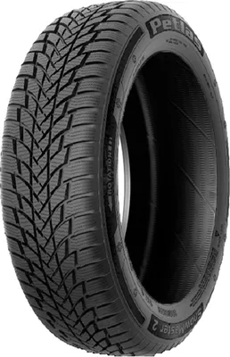 A close-up studio shot of a single car tire against a white background.