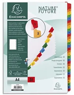 Productafbeelding van EXACOMPTA 1131E EXACOMPTA Kartonnen register, 1-31, DIN A4, wit, 31 delen