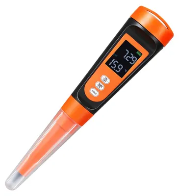 Obrázek produktu pro pH metr SucceBuy pro potraviny, měřicí rozsah 0–14, vodotěsná sonda (IP68), přístroj s automatickou teplotní kompenzací, kalibrační roztok, ideální pro fermentaci, těsto a maso