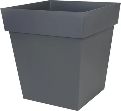 Image de Pot de fleurs Carré, 50 cm, EDA Toscane, 87 L, 49,5 x 49,5 x H.52,5 cm, Gris Anthracite, Anti-UV, Ingélif