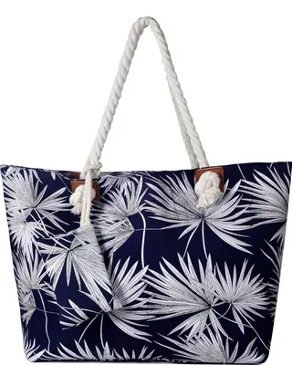 Produktbild von Große Strandtasche Shopper mit Reißverschluss - Seegras dunkelblau