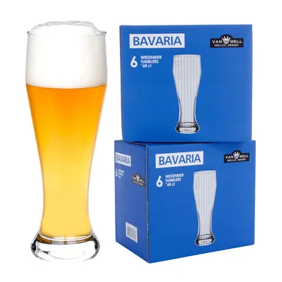 Produktbild von 12er Set Bavaria Weizenbiergläser 0,5 Liter geeicht Weißbiergläser Weizengläser Biergläser Glas
