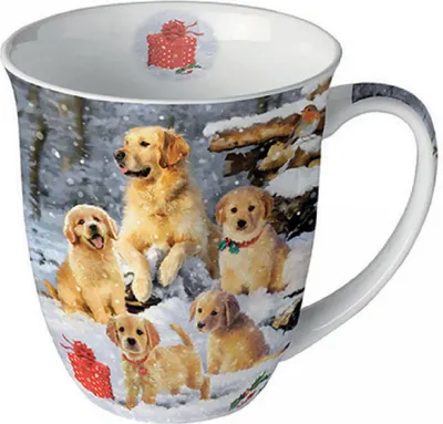 Immagine prodotto di Tazza in porcellana da 0,4 litri - Golden retriever puppies
