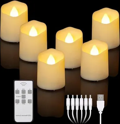 Immagine prodotto di Candele natalizie, luce bianca calda, dimmerabili, ricaricabili tramite USB