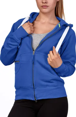Produktbild von Mivaro Damen Sweatjacke mit Kapuze und Kängurutasche mit Reißverschlusstäschchen aus Baumwolle innen weich gefüttert Regular Fit Hoodie für Freizeit Arbeit und Alltag in vielen Farben