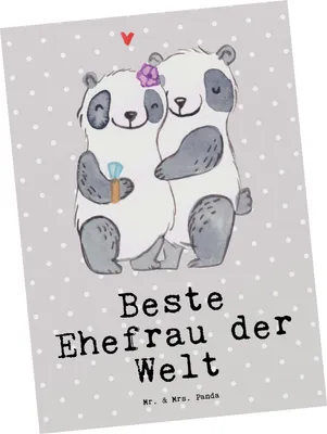 Produktbild von Mr. & Mrs. Panda Fotokarte Panda Beste Ehefrau der Welt - Grau Pastell - Geschenk, Ansichtskarte, Partnerin, Lebensgefährtin, Postkarten, Kunstkarten, Grußkarte, Hochzeit