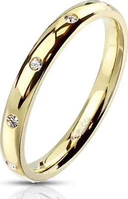 Produktbild von Damen Ring Edelstahl Zirkonia Kristalle Herren Stapelring Bandring Autiga® gold 57 - Ø 18,14 mm