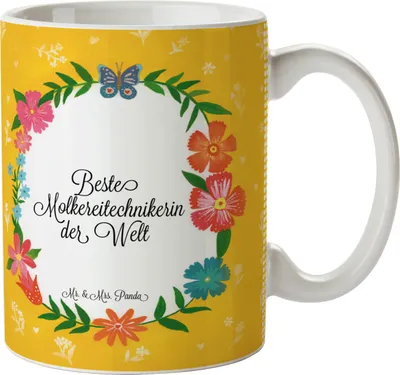 Produktbild von Mr. & Mrs. Panda Kaffeetasse Molkereitechnikerin - Geschenk, keramik, Geschenktasse, design tasse, Studium, Beruf, Ausbildung, Abschied, Abschluss, Kaffeebecher