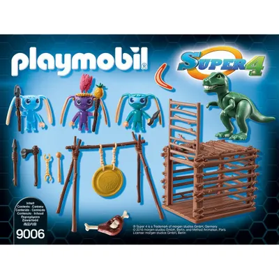 Produktbild von PLAYMOBIL-Alien-Krieger mit Falle für T-Rex-Figuren aus der Super 4-Serie, , 24,8 x 7,2 x 18,7 cm 9006 PLAYMOBIL