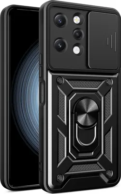 Produktbild von Hülle für Xiaomi Redmi 12 4G mit Ring Ständer Halter Dia Kameraschutz TPU PC Hybrid Handyhülle Schwarz