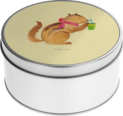 Produktbild von Mr. & Mrs. Panda Dose Eichhörnchen Smoothie - Gelb Pastell - Geschenk, Aufbewahrungsbehälter, Green Smoothies, Blechdose, Abnehmen, Streifenhörnchen, Kaffeedose, Diät