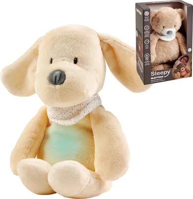 Productafbeelding van NATTOU Slaapverhaaltje pluche knuffel met muziek, lichtjes en huilsensor, 4-in-1, Sleepy Dog Vanilla, geschikt vanaf 0 maanden