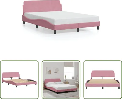Produktbild von The Living Store Bettgestell mit Kopfteil Rosa 140x200 cm Samt