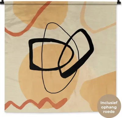 Produktbild von MuchoWow® Wandteppich Wandbehang Schwarz - Braun - Abstrakt 90x90 cm Tapisserie Dekoration Wandtuch - Wandaufhänger