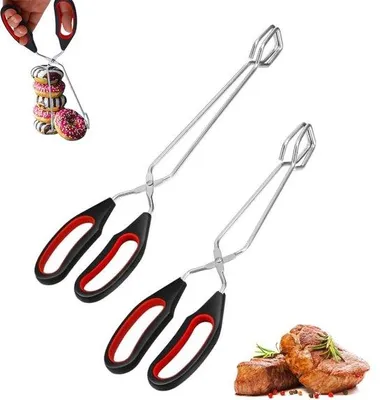 Image de Pince à barbecue pour la cuisine - Lot de 2 - Pince à viande - Accessoires de barbecue - Ustensiles de cuisine en bois - Pince à viande