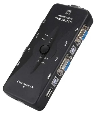 Immagine prodotto di Interruttore KVM USB 2.0 a 4 porte - Hub monitor VGA/SVGA per tastiera e mouse del PC