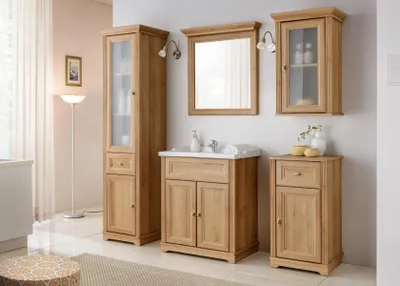Image de Design Badezimmer Möbel Bad 5 tlg Set Garnitur Schrank Waschbecken Landhaus Stil