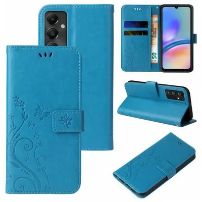 Produktbild von Kunstleder Flip-Hülle Floral für Samsung Galaxy A Serie - Farbe: Blau - Modellkompatibilität: Für Samsung Galaxy A05s