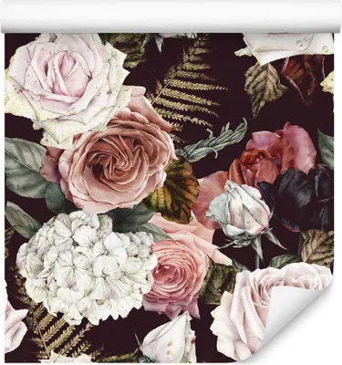 Produktbild von 10m VLIES TAPETE Rolle Rose Farn Natur Blumen Pflanzen Blätter XXL
