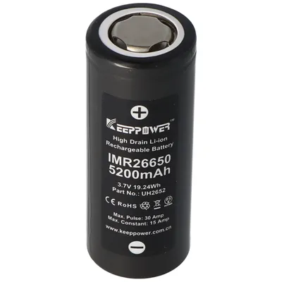 Zdjęcie produktu dla Keeppower IMR26650 – akumulator litowo-jonowy 5200 mAh, 15 A, 3,6–3,7 V
