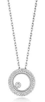 Produktbild von Funkelndes Feuer Wunderschöne 9 Karat (375) Weißgold Diamant Halskette Brillant-Schliff 0.08 Karat H - I1 - 46cm*10mm; TRS214739KW