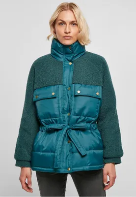 Obrázok produktu pre Dámská zimní bunda Urban Classics Ladies Sherpa Mix Puffer Jacket jasper - M