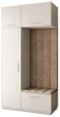 Produktbild von Masseno Garderobe-Set REMA 120/240/60 cm Modern Garderobenschrank Kaschmir, Veloursstoff MONOLITH 09 (Beige)