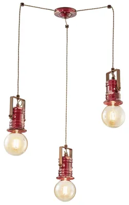 Produktbild von Kronleuchter Industrial Minimal Urban Iron Ceramic Vintage Bordeaux 3 Lichter E27