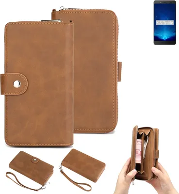 Produktbild von K-S-Trade Handyhülle Schutzhülle kompatibel mit Bluboo Maya Max & Portemonnee Tasche Handytasche Case Etui Geldbörse Wallet braun (1x)