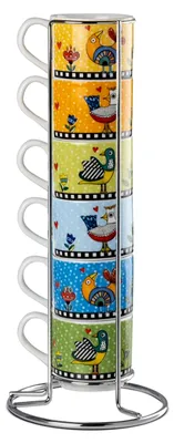 Produktbild von Set mit 6 Kaffeetassen Cocoricò und Metallgestell