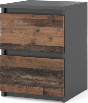 Zdjęcie produktu dla Szafka Nocna 2 Szuflady Stolik Loft Nowoczesny Szary Mat Old Style Vintage