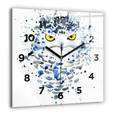 Produktbild von Wallfluent Große Wanduhr – Stilles Quarzuhrwerk - Uhr Dekoration Wohnzimmer Schlafzimmer Küche - Zifferblatt - schwarze Zeiger - 60 cm - Eulenblick