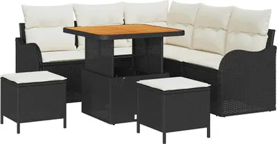 Immagine prodotto di vidaXL Set di divani da giardino con cuscini 8 pezzi in polirattan nero
