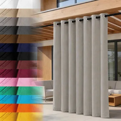 Image de Lantigo Rideau extérieur Argent 155x180 cm imperméable | Rideau jardin brise-vue pergola pavillon œillets embrasse