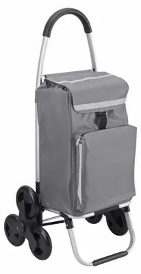 Produktbild von Meister Einkaufstrolley Grau, 54 + 5 L 3x3 Treppensteiger Einkaufsroller mit Kühlfach