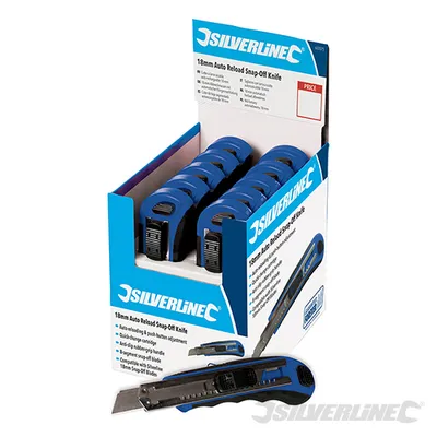 Produktbild von Silverline 633575 Caja con cúteres de hoja segmentada autorecargables de 18 mm, 10 pzas