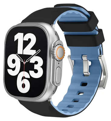 Image de Bracelet de sport en silicone bicolore pour Apple Watch SE 2023 40 mm - Bracelet de remplacement noir