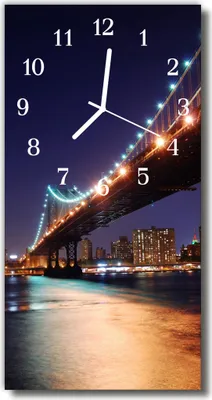 Produktbild von Tulup Glasuhr Wanduhr Küchenuhr Echt-Glas 30x60 Brücke Mehrfarbig