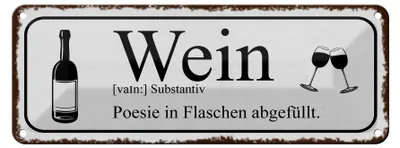 Produktbild von Blechschild Spruch 27x10cm Wein Poesie in Flaschen Dekoration