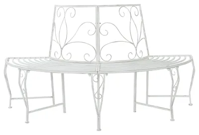 Immagine prodotto di vidaXL Panchina a forma di albero a 4 posti 160 x 80 x 89 cm in acciaio bianco anticato