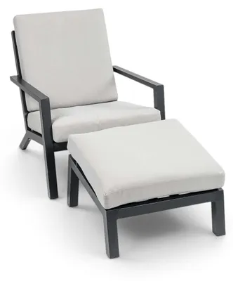 Produktbild von Loungesessel mit Hocker | Bezano | Aluminium | Creme | 2er Set