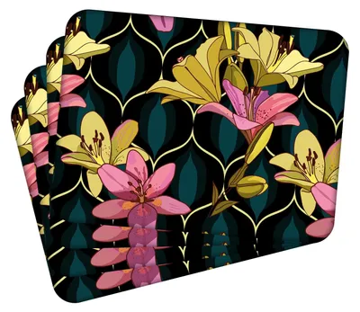 Produktbild von MG Design Set aus 4 Kork-Platzsets - Flowers 7 - 30 x 40 cm - hitzebeständig & abwischbar, mit Korkrückseite