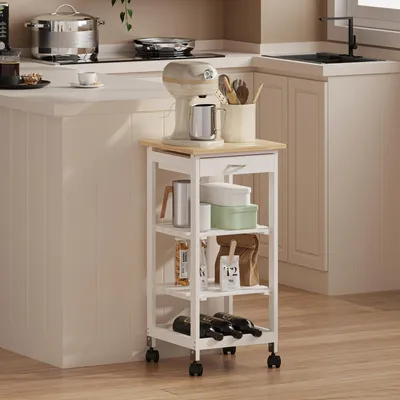 Obrázek produktu pro Servírovací vozík „Biel“ 76 x 37 x 37 cm, bílý / v barvě dřeva