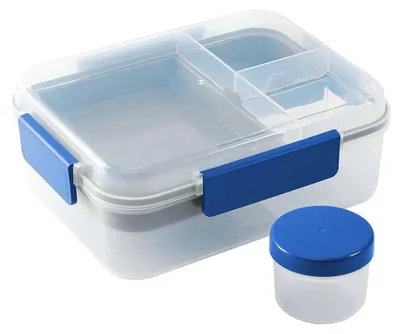 Produktbild von Lunchbox für Erwachsene, 1600 ml, BPA-frei, auslaufsichere Lunchbox mit Fächern, Bento-Box für Kinder und Erwachsene, mikrowellen- und spülmaschinenfest, ideal für Schule, Picknicks und unterwegs (blau)
