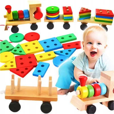 Produktbild von Drobiazgarnia Holzzug Holzbausteine Lernspielzeug für Kinder