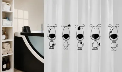 Produktbild von Spirella Beagle Black Duschvorhang 180x200 Modern Black & White Design PEVA PVC Frei