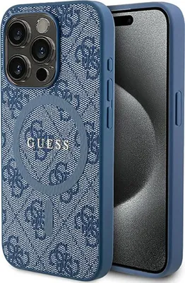 Produktbild von Etui Guess 4G Sammlung Leder Metall Logo Magsafe Na Iphone 15 Pro Max - Niebieskie