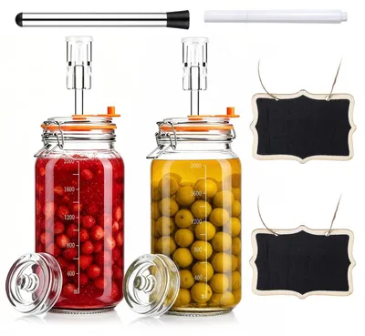 Fermentiergläser 2 l, Set 2 Stück, mit Gärventil