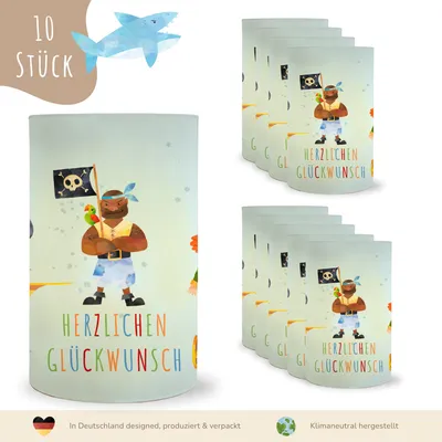Produktbild von Piraten-Windlicht-Banderolen 10er Set | Partydeko Kindergeburtstag