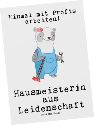 Produktbild von Mr. & Mrs. Panda Grußkarte Hausmeisterin Leidenschaft - Weiß - Geschenk, Facility Manager, Spruch, Concierge, bildkarte, Postkarte, Lustig, Ansichtskarten, Ansichtskarte